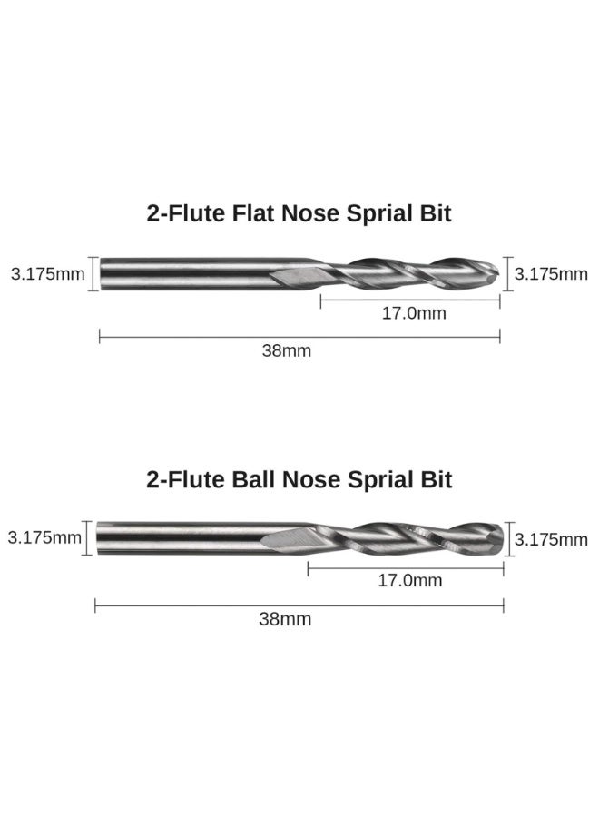 LAMAY 40PCS End Mills CNC Router Bits, 1/8" Shank CNC Cutter Milling Carving Bit Set Including 2-Flute Flat Nose & Ball Nose, Nano Blue Coat & Titanium Coat, MC40A - Image 2